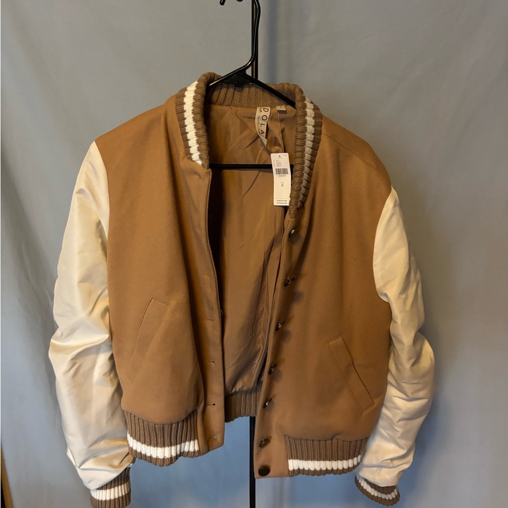 NWT Dolan from Anthropologie Tan and Cream Bomber Jacket